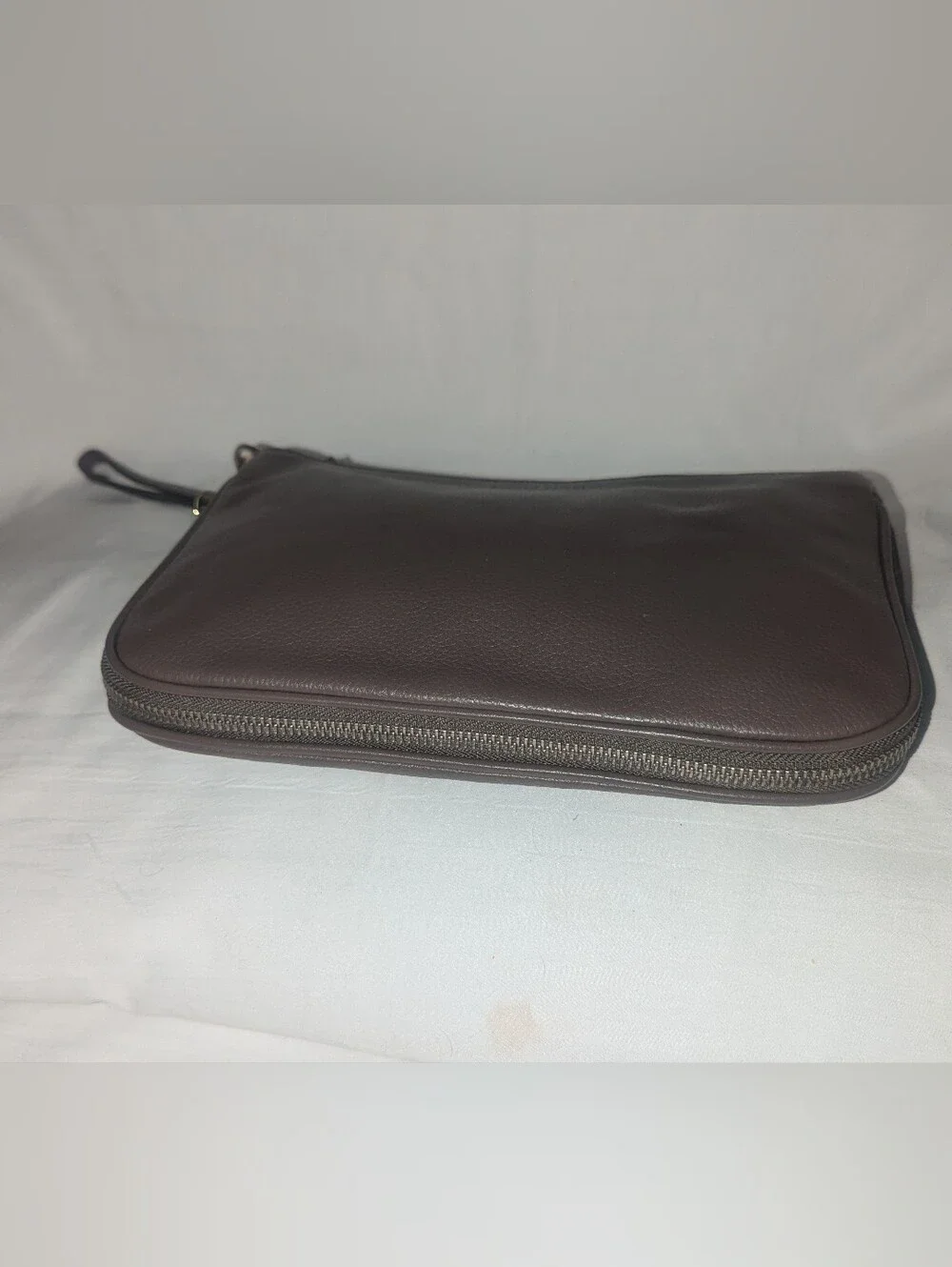 Banana Republic Large Expandable Pebbled Leather Wristlet - Taupe Brown